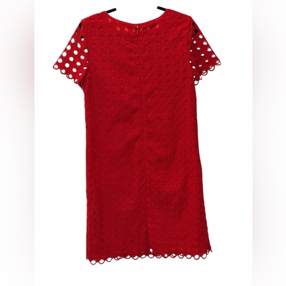 Talbots Red Lace Eyelet Shift Dress Size 6 Holiday Party Christmas NYE Cocktail - Picture 2 of 9